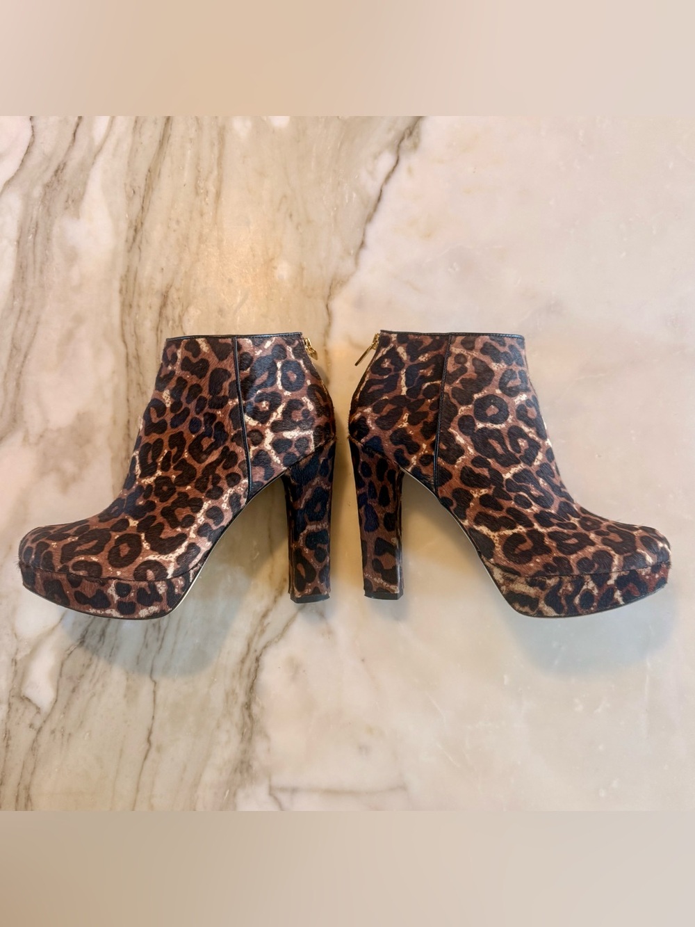 Michael Kors Leopard Print Calf-Hair Platform Ankle Booties